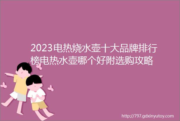 2023电热烧水壶十大品牌排行榜电热水壶哪个好附选购攻略