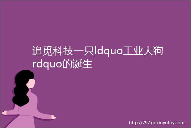 追觅科技一只ldquo工业大狗rdquo的诞生