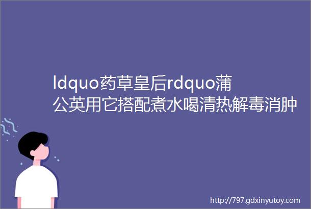 ldquo药草皇后rdquo蒲公英用它搭配煮水喝清热解毒消肿散结滋阴养肝好处多多