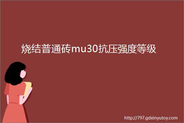 烧结普通砖mu30抗压强度等级