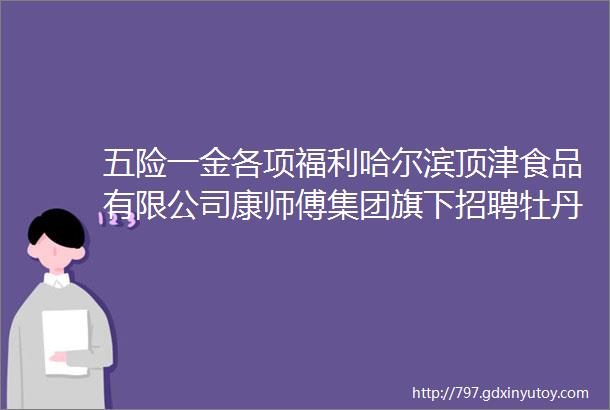 五险一金各项福利哈尔滨顶津食品有限公司康师傅集团旗下招聘牡丹江等地区销售代表